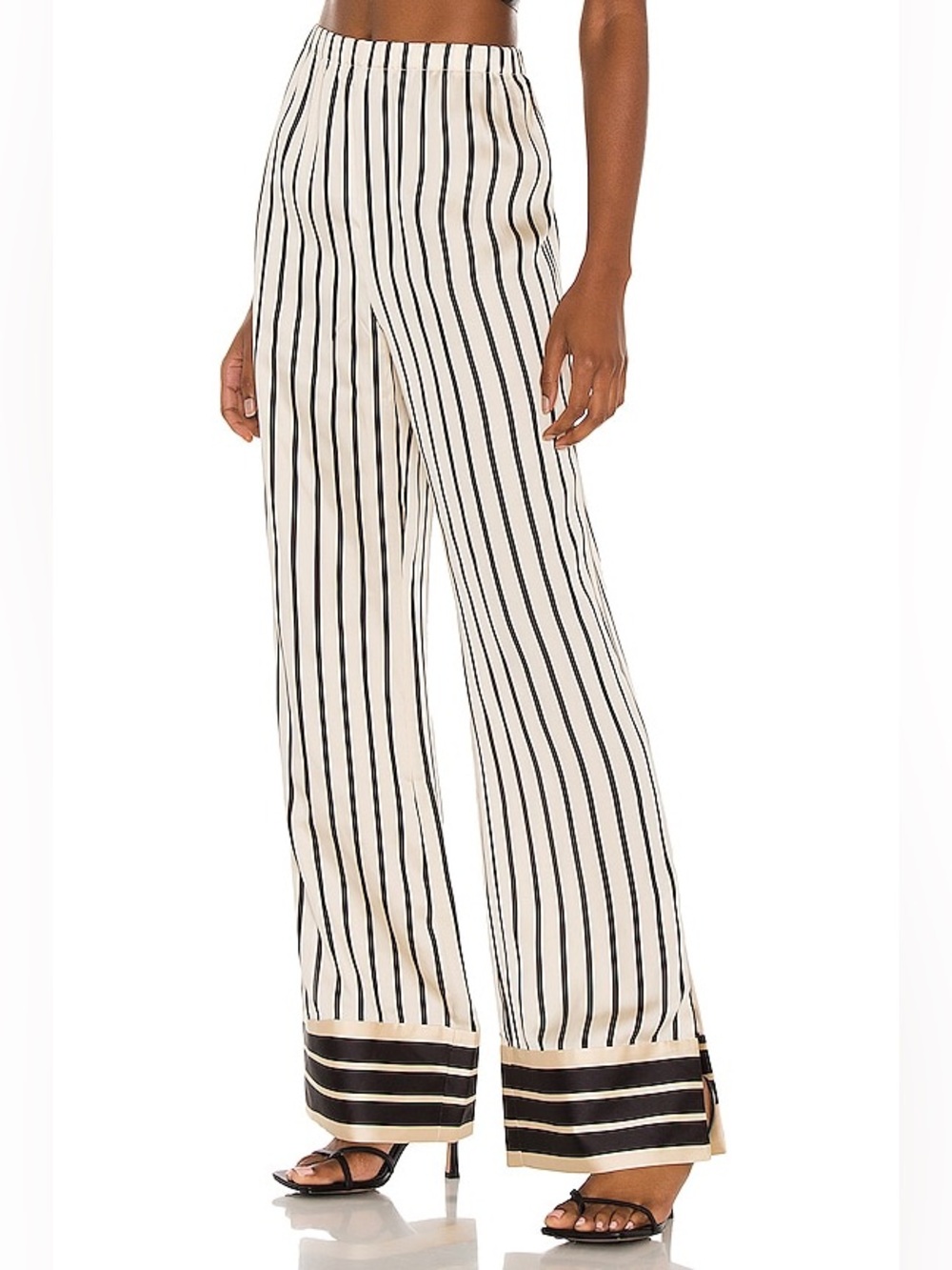 L’Academie Revolve The Rosie Pant Striped Wide-Leg Pants in Black & Cream